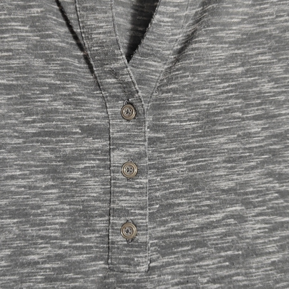 TALBOTS Heathered Grey Button Split Neck Three-Quarter Sleeve Size Medium - Picture 7 of 14